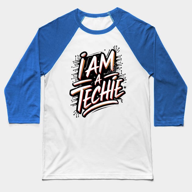 Techie Vibes: Typography T-shirt Baseball T-Shirt by UrbanBlend